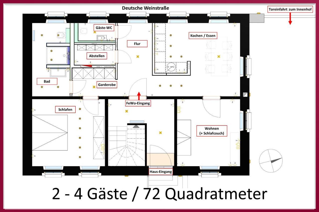Neue90 - Fewo Steinacker, Weinstrasse Kallstadt Pfalz, 2Zkb - Keine Monteure エクステリア 写真